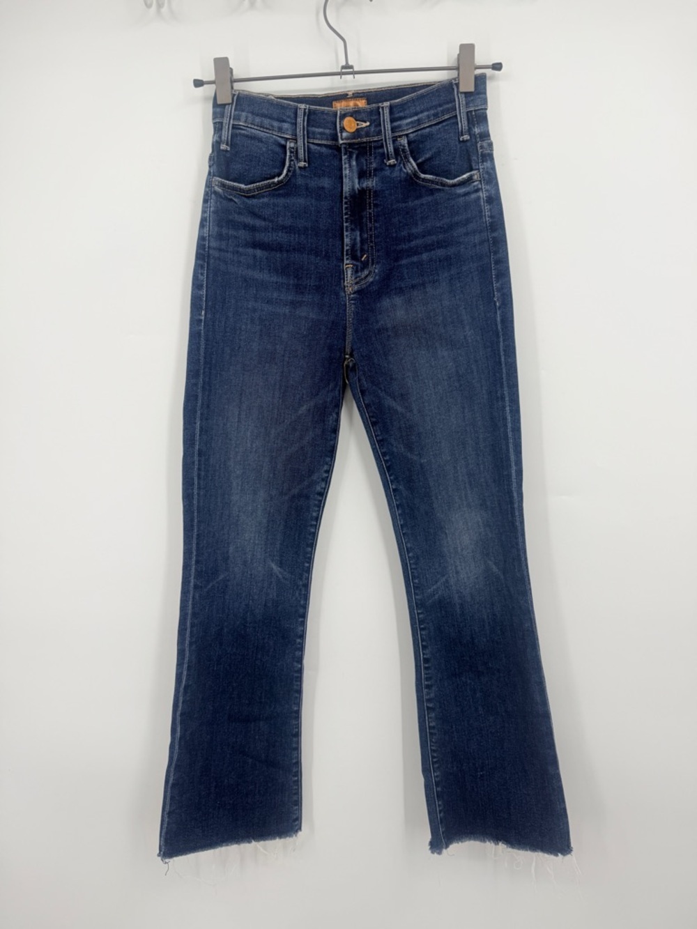 MOTHER The Hustler Ankle Fray Jeans Size 25 High Rise Flare Raw Hem